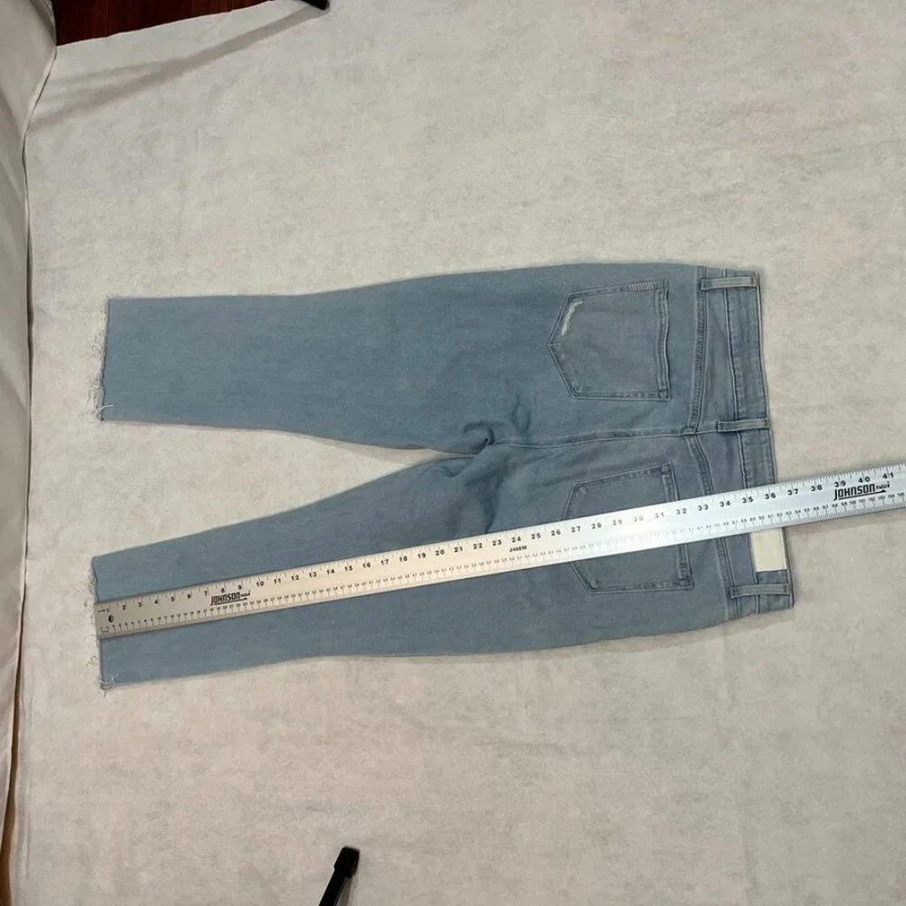 PAIGE Cindy High-Rise Straight-Leg Jeans Macaron Distressed Wash Size 32 - Picture 6 of 15